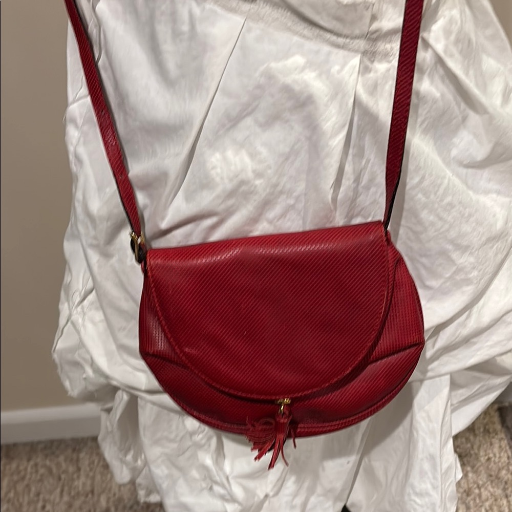 Bottega Veneta Ladies Red Snake Crossbody Bag-VINTAGE